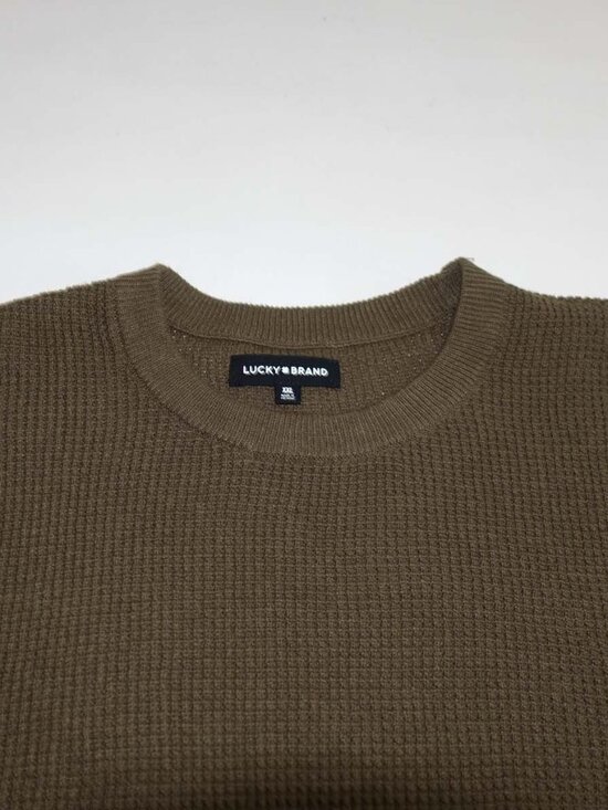 Lucky Brand Men's Waffle Crewneck Sweater Size XXL NWT Green Cotton Linen 2XL - Picture 2 of 9